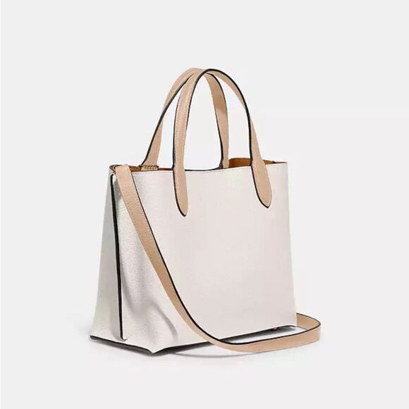 COACH Willow 24 Colorblock Leather Tote, Chalk, NWT - Picture 2 of 16